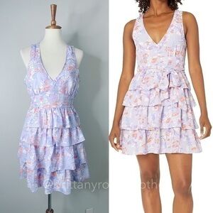 LIKELY Rana Purple Floral Tiered Mini Dress